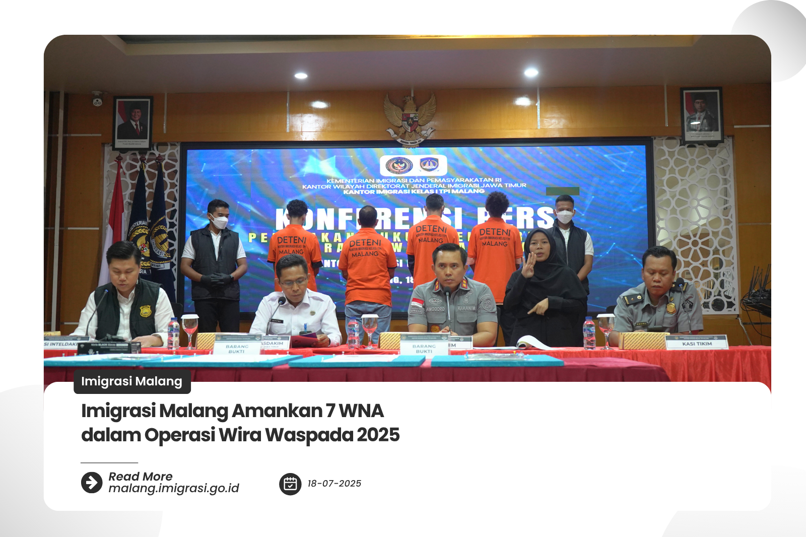 Imigrasi Malang Amankan 7 WNA dalam Operasi Wira Waspada 2025