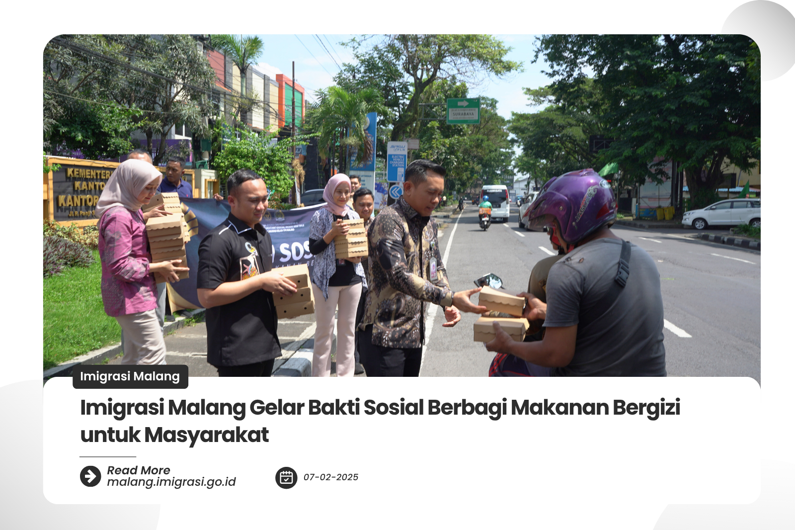 Imigrasi Malang Gelar Bakti Sosial Berbagi Makanan Bergizi untuk Masyarakat
