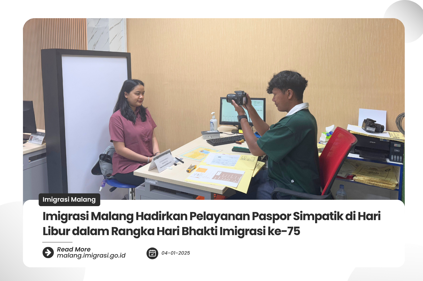 Imigrasi Malang Hadirkan Pelayanan Paspor Simpatik di Hari Libur dalam Rangka Hari Bhakti Imigrasi ke 75