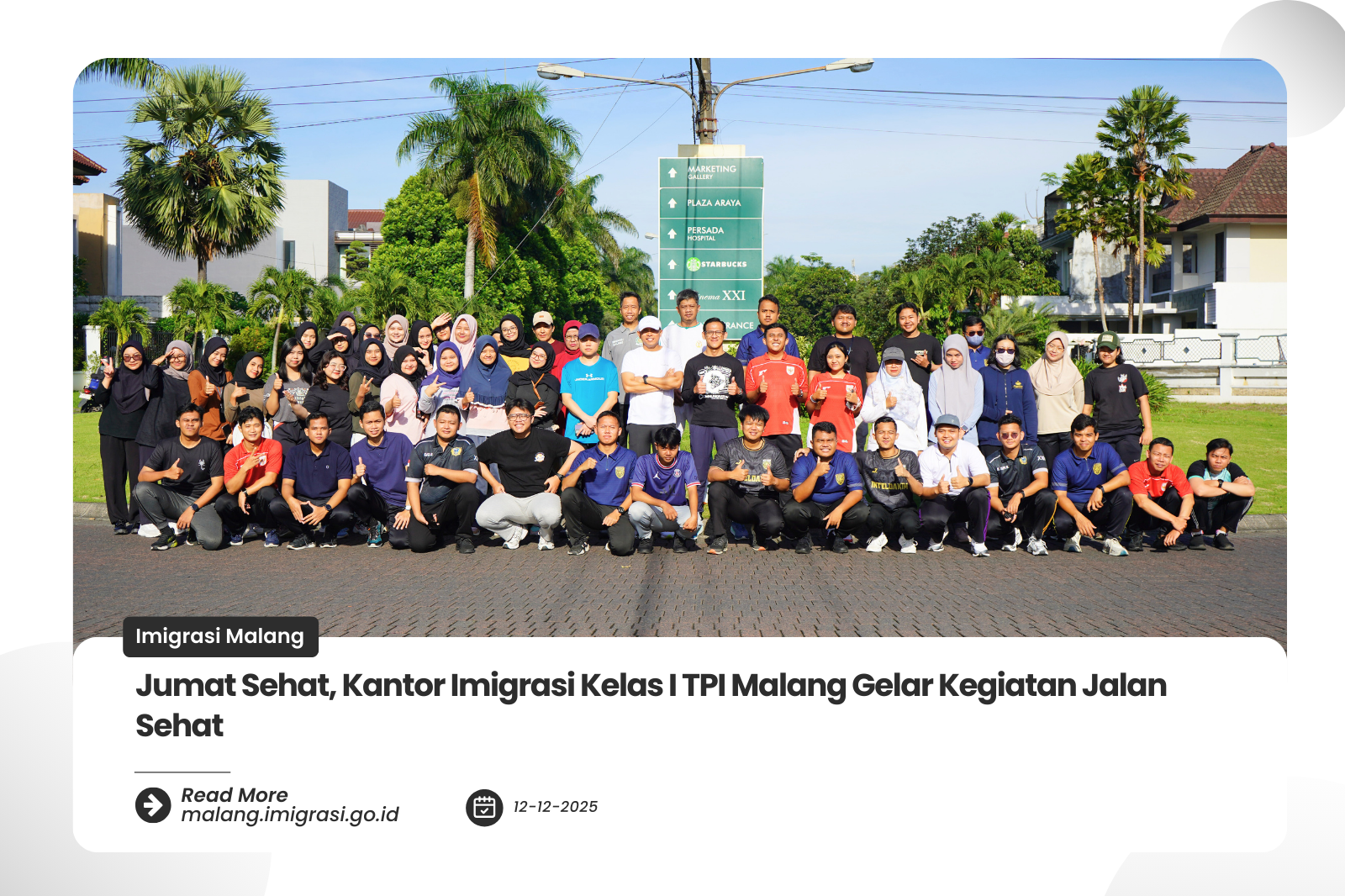 Jumat Sehat Kantor Imigrasi Kelas I TPI Malang Gelar Kegiatan Jalan Sehat