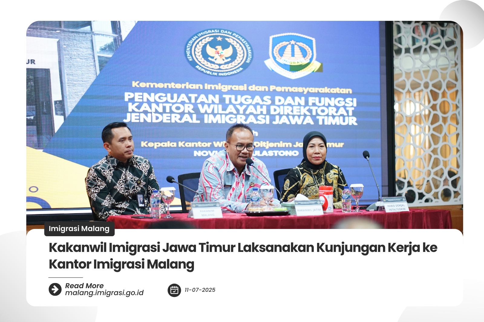 Kakanwil Imigrasi Jawa Timur Laksanakan Kunjungan Kerja ke Kantor Imigrasi Malang