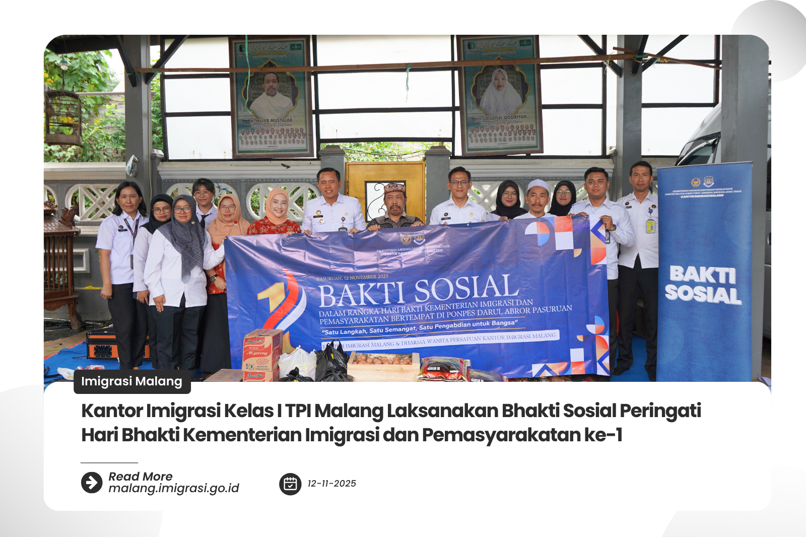 Kantor Imigrasi Kelas I TPI Malang Laksanakan Bhakti Sosial Peringati Hari Bhakti Kementerian Imigrasi dan Pemasyarakatan ke 1