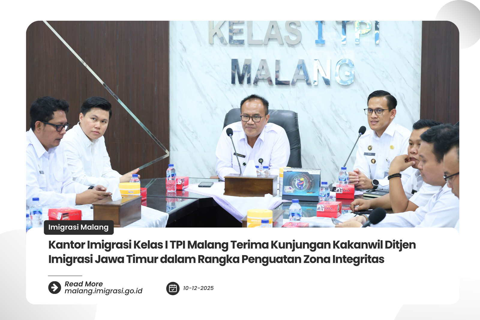 Kantor Imigrasi Kelas I TPI Malang Terima Kunjungan Kakanwil Ditjen Imigrasi Jawa Timur dalam Rangka Penguatan Zona Integritas