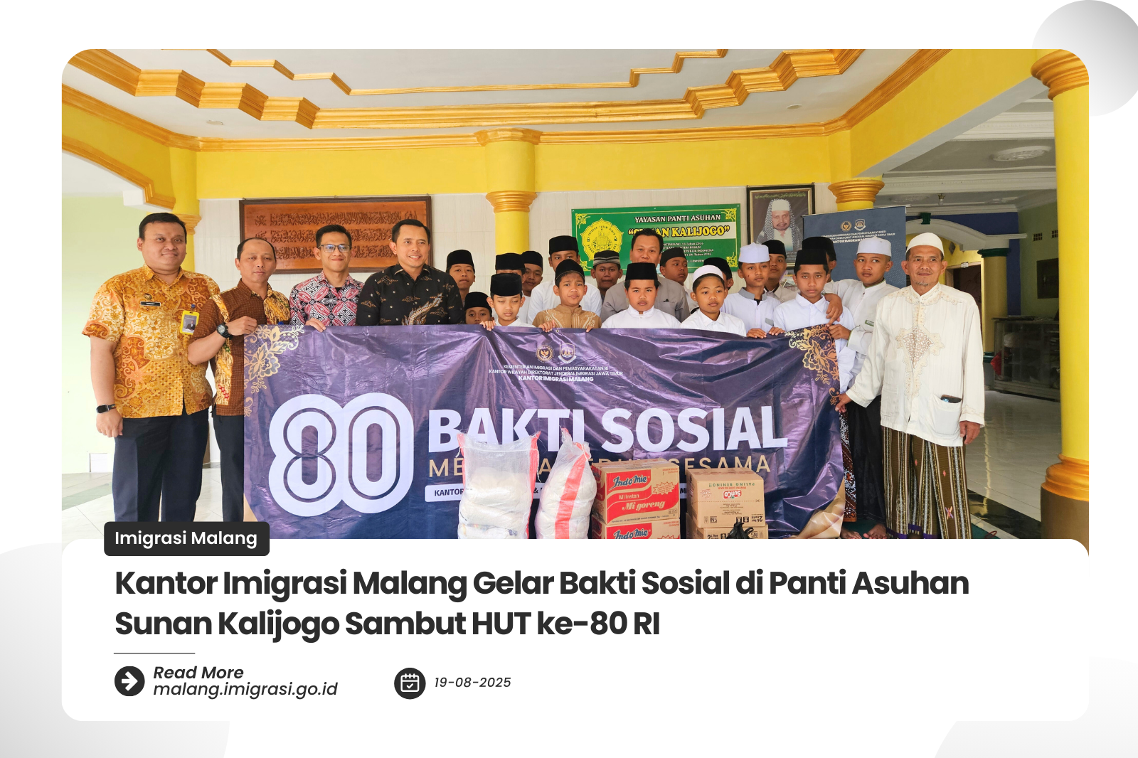 Kantor Imigrasi Malang Gelar Bakti Sosial di Panti Asuhan Sunan Kalijogo Sambut HUT ke 80 RI