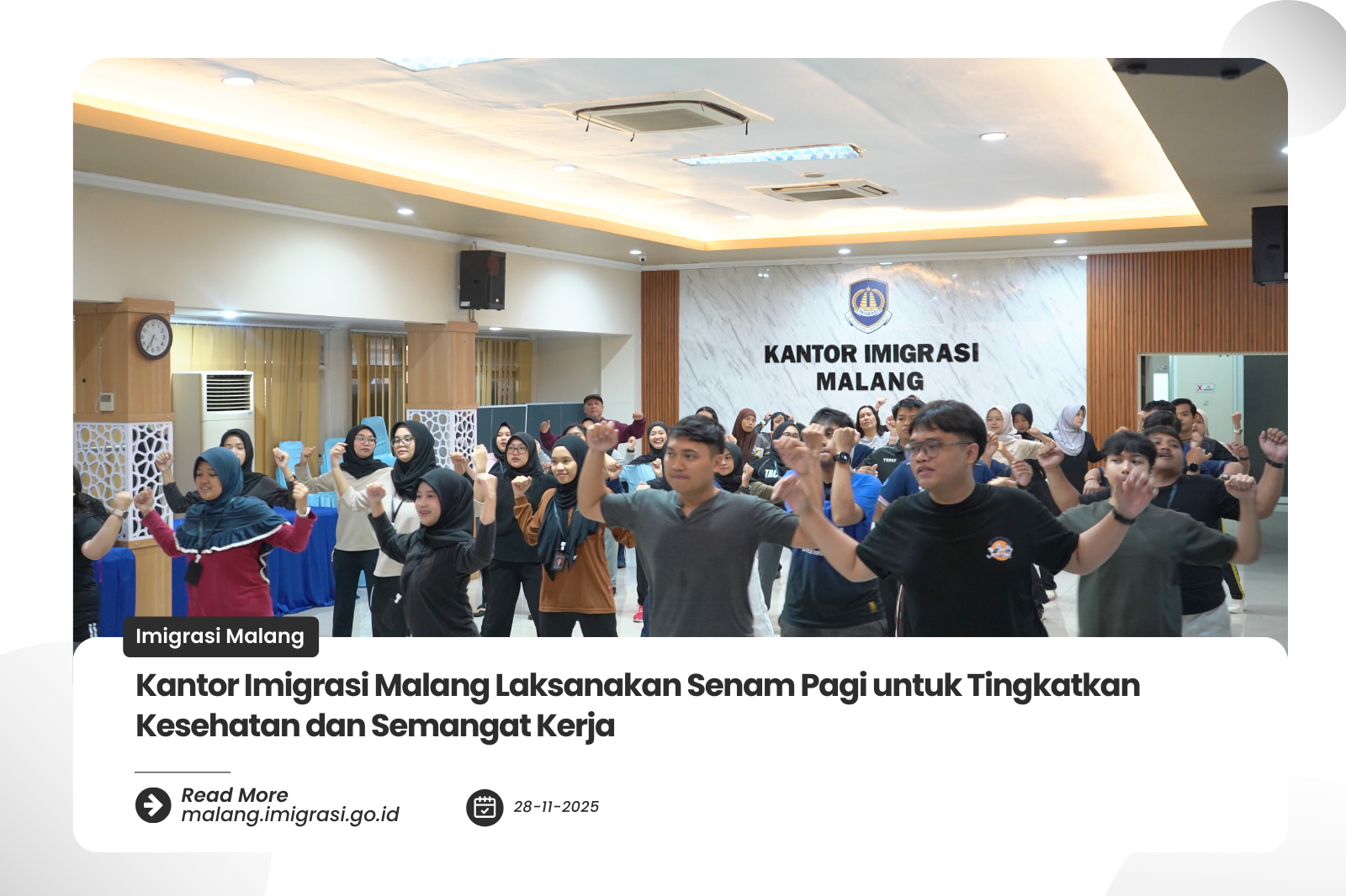Kantor Imigrasi Malang Laksanakan Senam Pagi untuk Tingkatkan Kesehatan dan Semangat Kerja