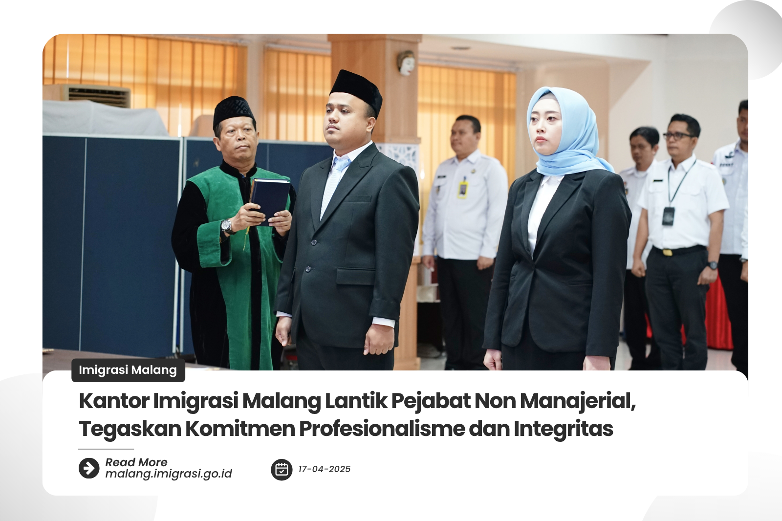 Kantor Imigrasi Malang Lantik Pejabat Non Manajerial Tegaskan Komitmen Profesionalisme dan Integritas