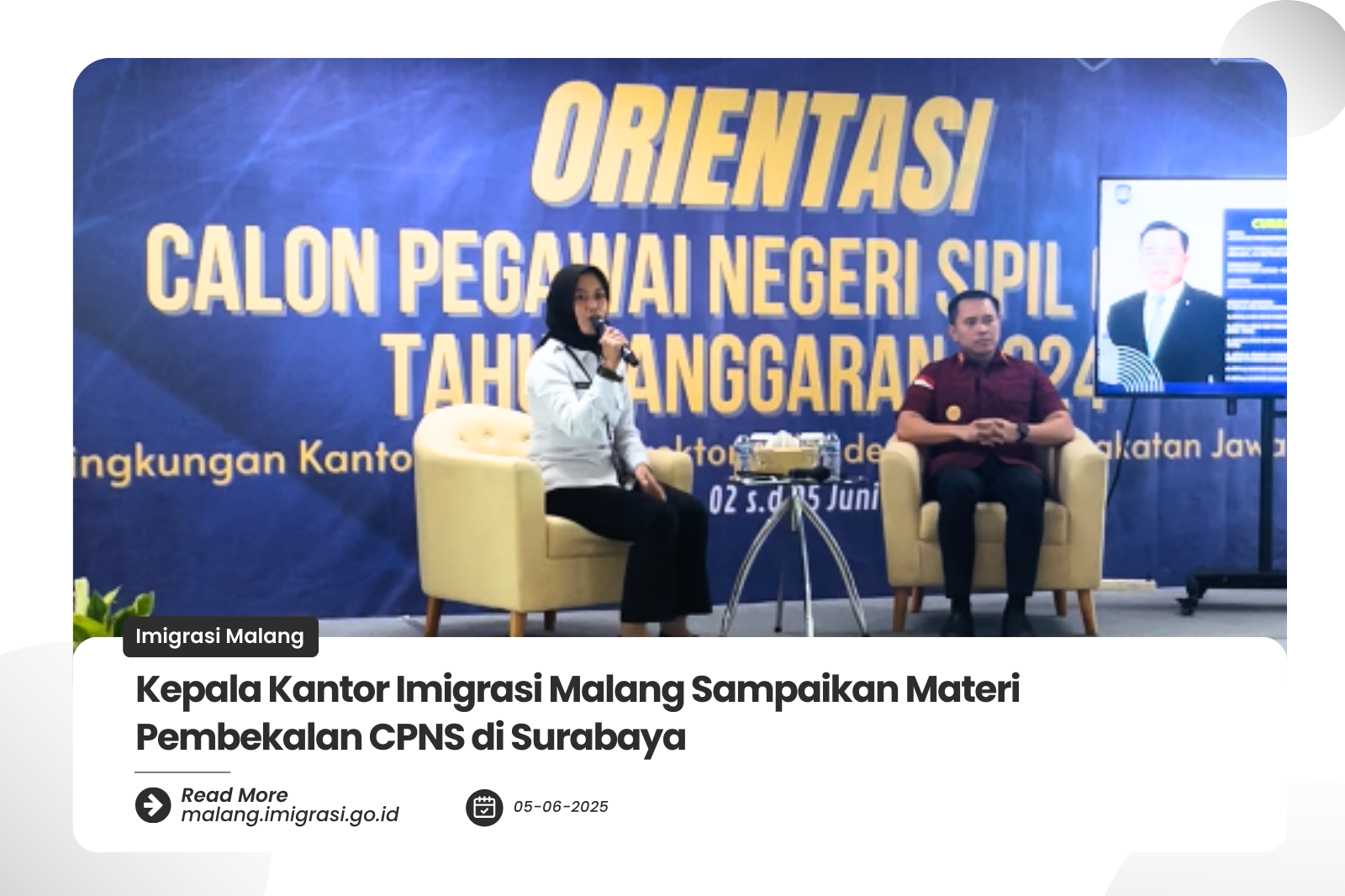 Kepala Kantor Imigrasi Malang Sampaikan Materi Pembekalan CPNS di Surabaya