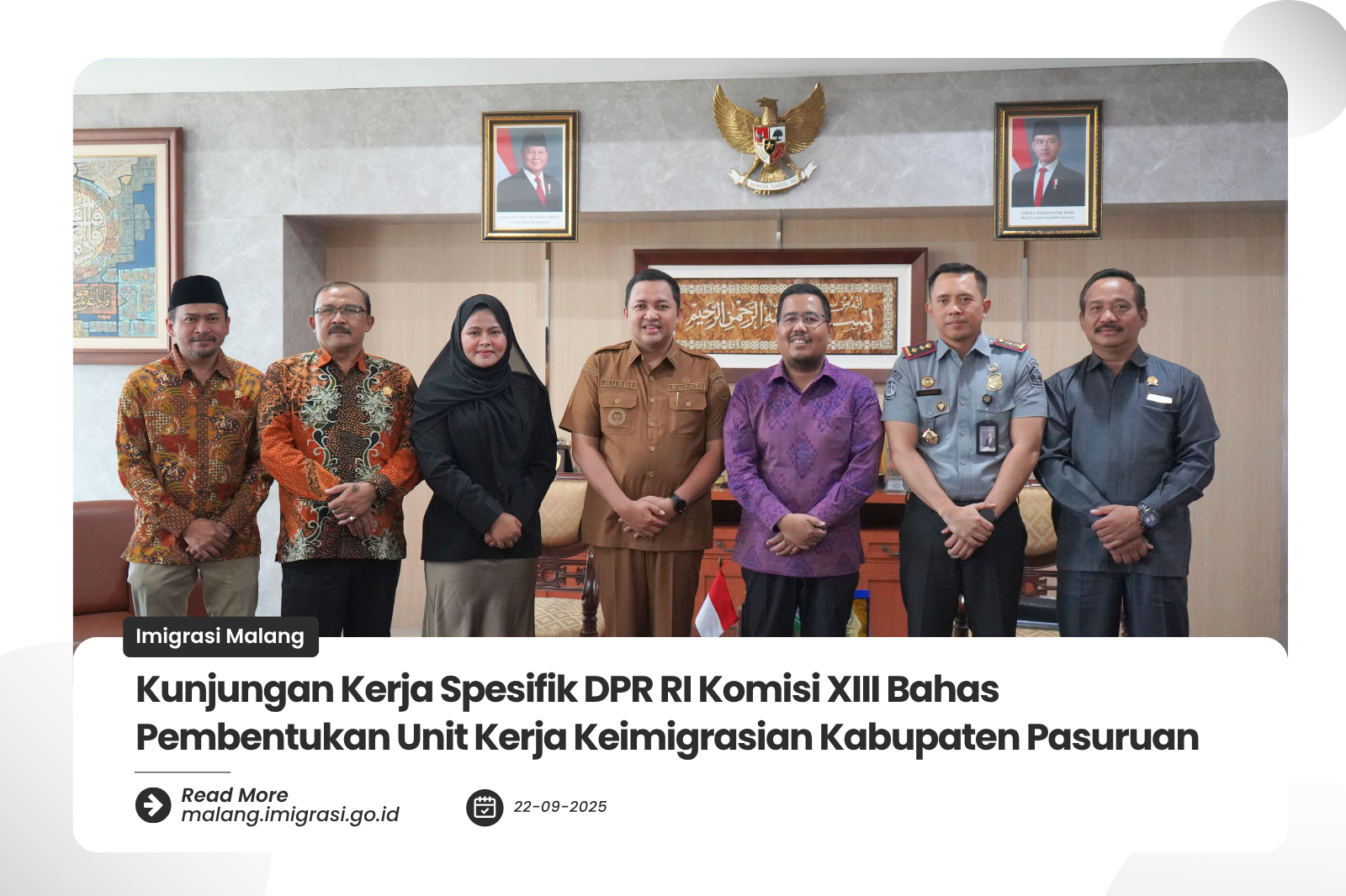 Kunjungan Kerja Spesifik DPR RI Komisi XIII Bahas Pembentukan Unit Kerja Keimigrasian Kabupaten Pasuruan