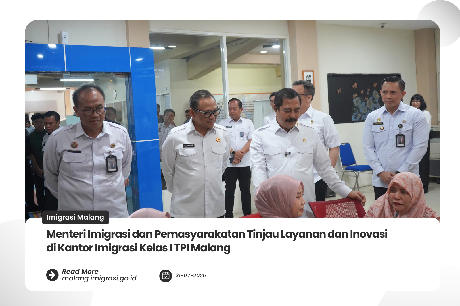 Menteri Imigrasi dan Pemasyarakatan Tinjau Layanan dan Inovasi di Kantor Imigrasi Kelas I TPI Malang