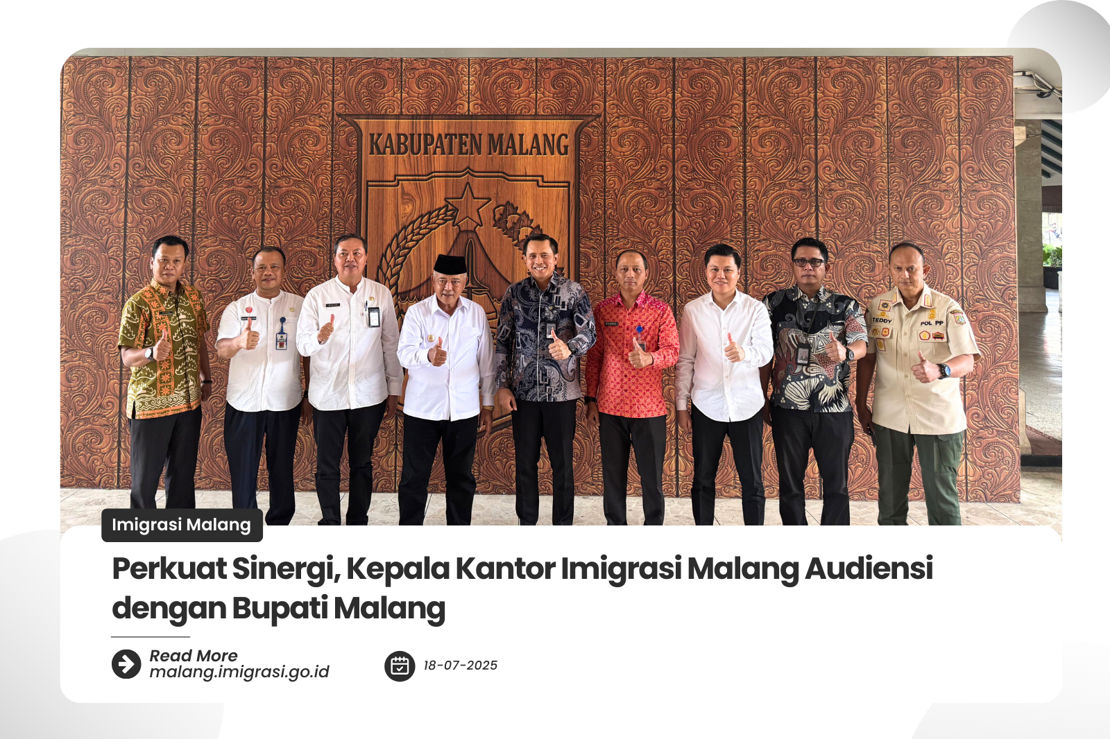 Perkuat Sinergi Kepala Kantor Imigrasi Malang Audiensi dengan Bupati Malang