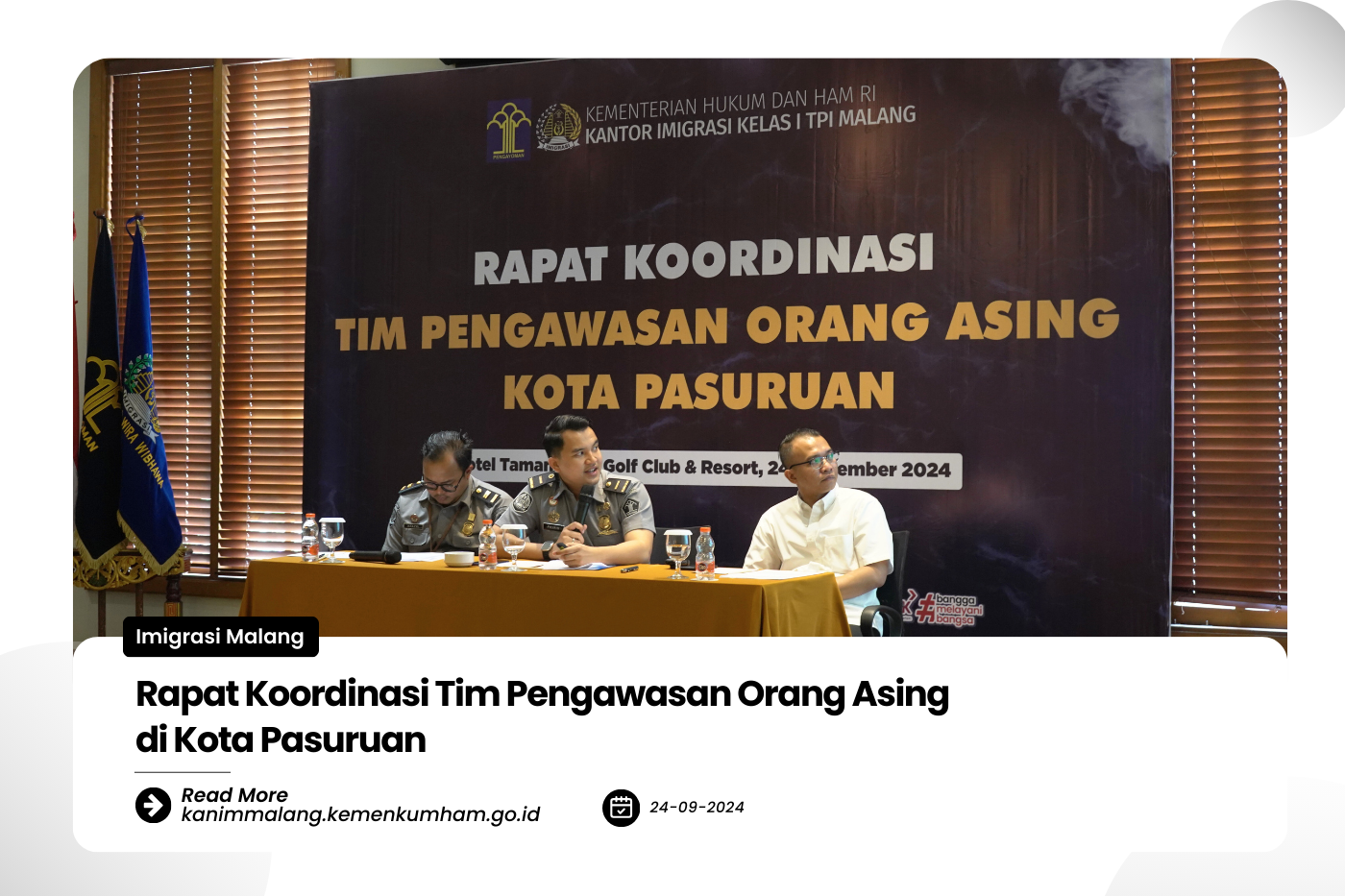 Rapat Koordinasi Tim Pengawasan Orang Asing di Kota Pasuruan
