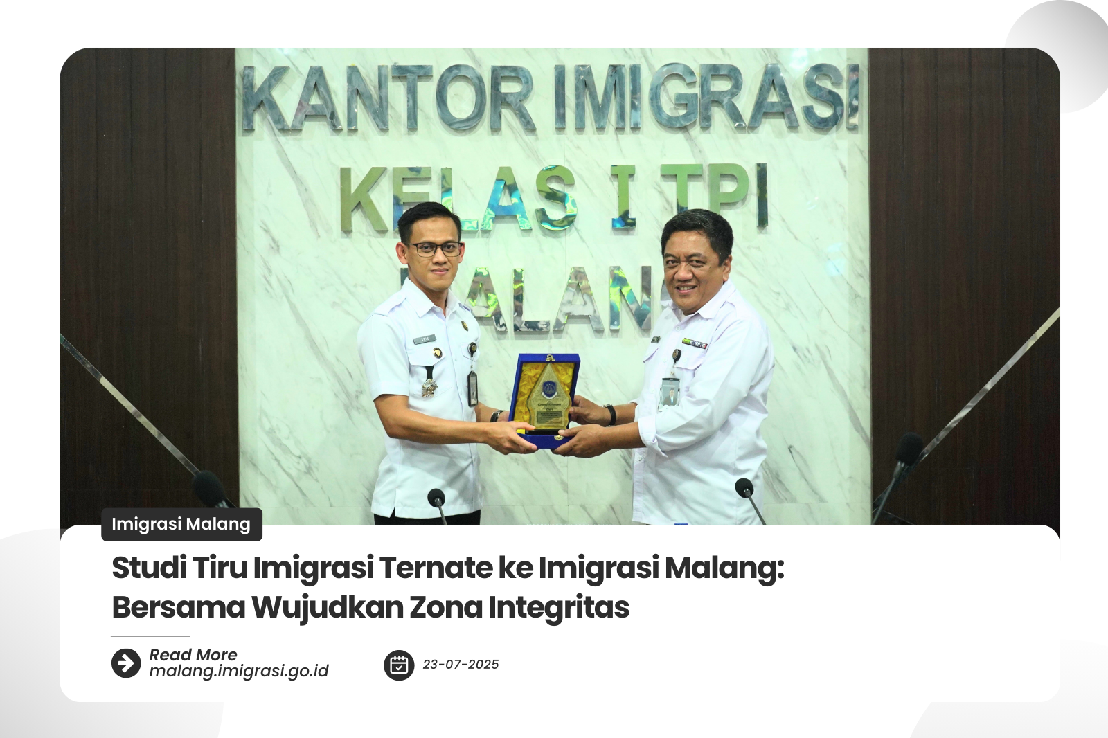 Studi Tiru Imigrasi Ternate ke Imigrasi Malang Bersama Wujudkan Zona Integritas