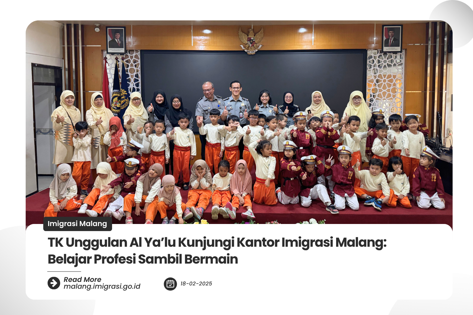TK Unggulan Al Yalu Kunjungi Kantor Imigrasi Malang Belajar Profesi Sambil Bermain