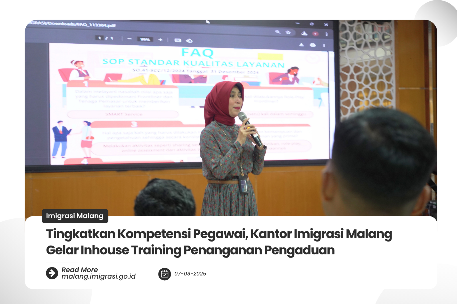 Tingkatkan Kompetensi Pegawai Kantor Imigrasi Malang Gelar Inhouse Training Penanganan Pengaduan
