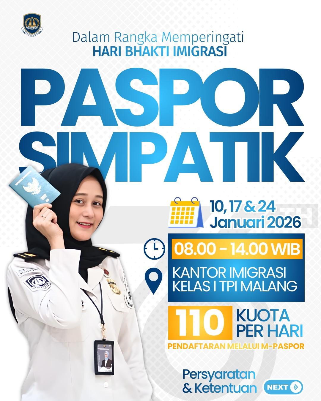Layanan Paspor Simpatik Dalam rangka memperingati Hari Bhakti Imigrasi ke 76 1